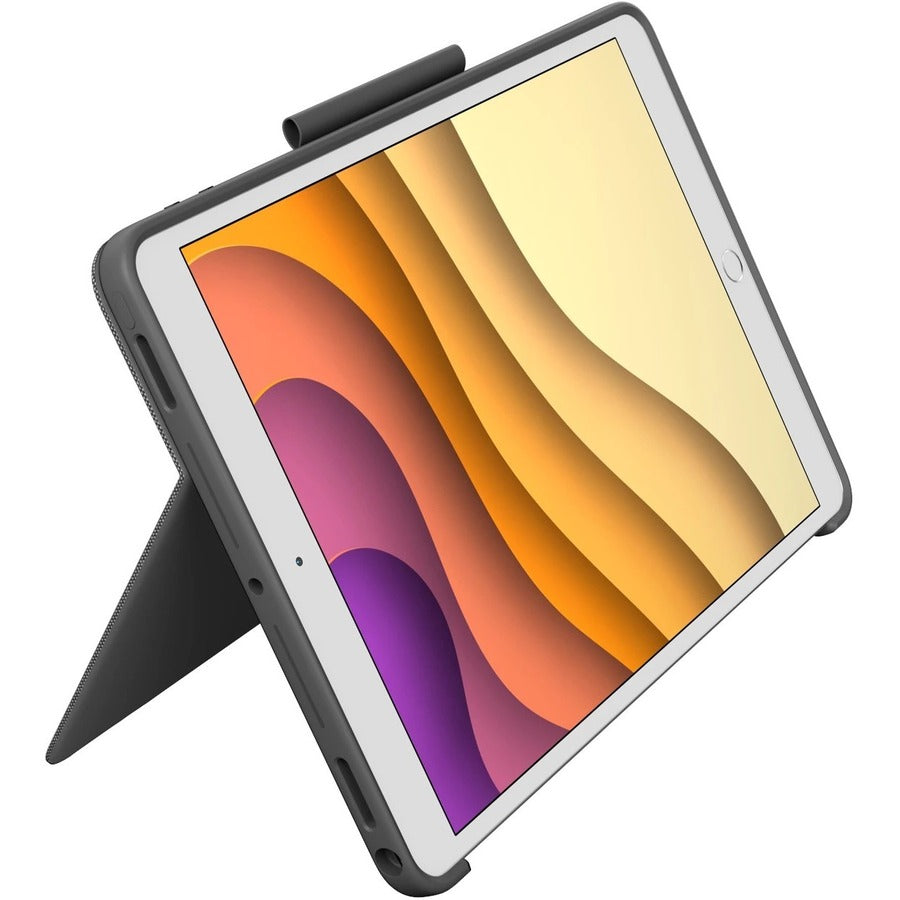 Logitech Combo Touch Keyboard/Cover Case for 10.2" Apple, Logitech iPad (7th Generation) Tablet - Graphite
