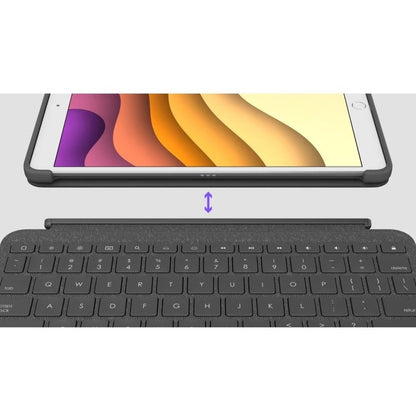 Logitech Combo Touch Keyboard/Cover Case for 10.2" Apple, Logitech iPad (7th Generation) Tablet - Graphite