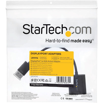 StarTech.com DisplayPort to VGA Adapter, Active DP to VGA Converter, 1080p Video, DP to VGA Adapter Dongle (Digital to Analog), DP 1.2