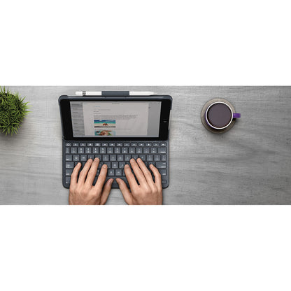 Logitech SLIM FOLIO Keyboard/Cover Case (Folio) Apple Pencil, iPad (2018), iPad (2017) - Black