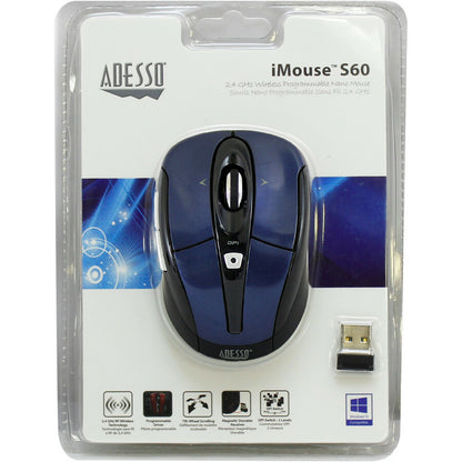 Adesso iMouse S60L - 2.4 GHz Wireless Programmable Nano Mouse