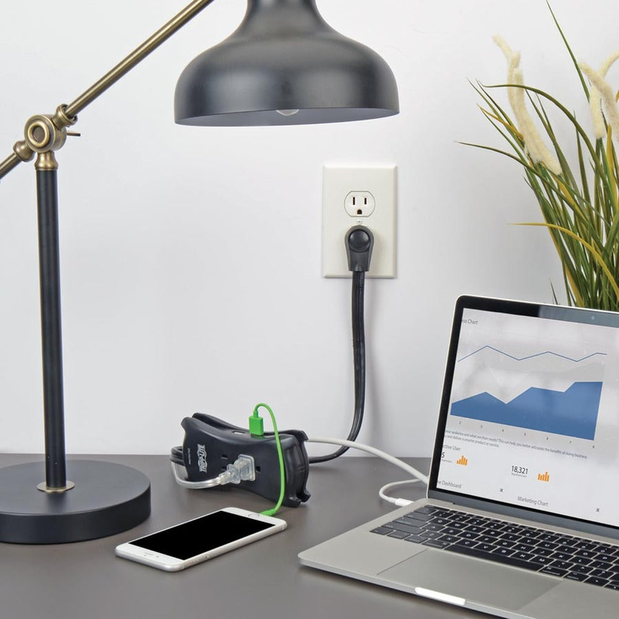 Tripp Lite Notebook Surge Protector USB Charger 3 Outlet 1050 Joule