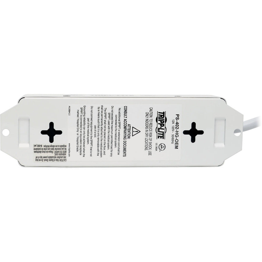 Tripp Lite Safe-IT Power Strip Hospital Medical Antimicrobial 120V 4 Outlet UL1363A 15' Cord Metal