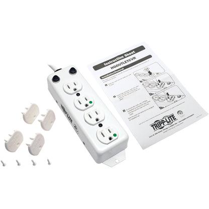 Tripp Lite Safe-IT Power Strip Hospital Medical Antimicrobial 120V 4 Outlet UL1363A 15' Cord Metal