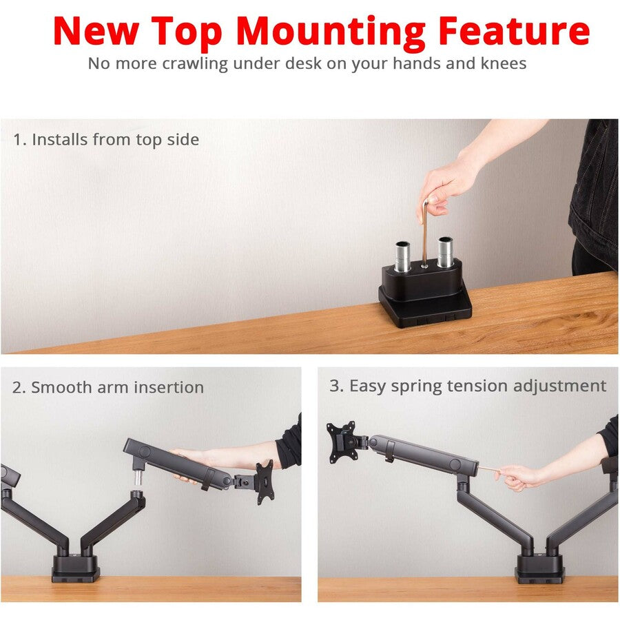 Aluminum Mechanical Spring Dual Monitor Mount - 17" to 32