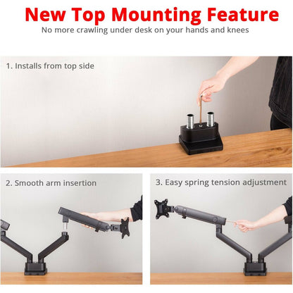Aluminum Mechanical Spring Dual Monitor Mount - 17" to 32