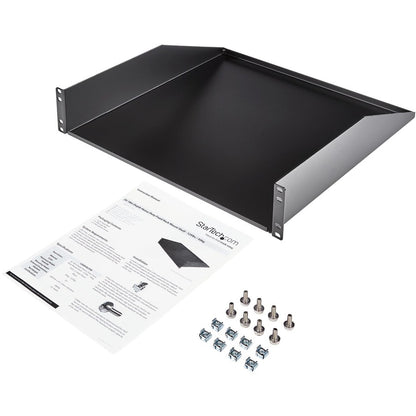 StarTech.com 2U Rack Mount Cantilever Shelf - Heavy Duty Fixed Server Rack Cabinet Shelf - 125lbs / 56kg
