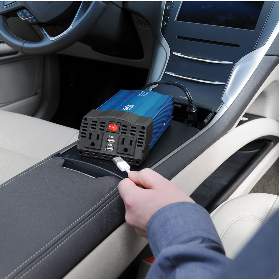 Tripp Lite 375W Car Power Inverter 2 Outlets 2-Port USB Charging AC to DC