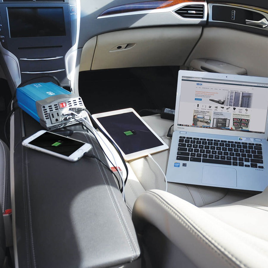 Tripp Lite 375W Car Power Inverter 2 Outlets 2-Port USB Charging AC to DC