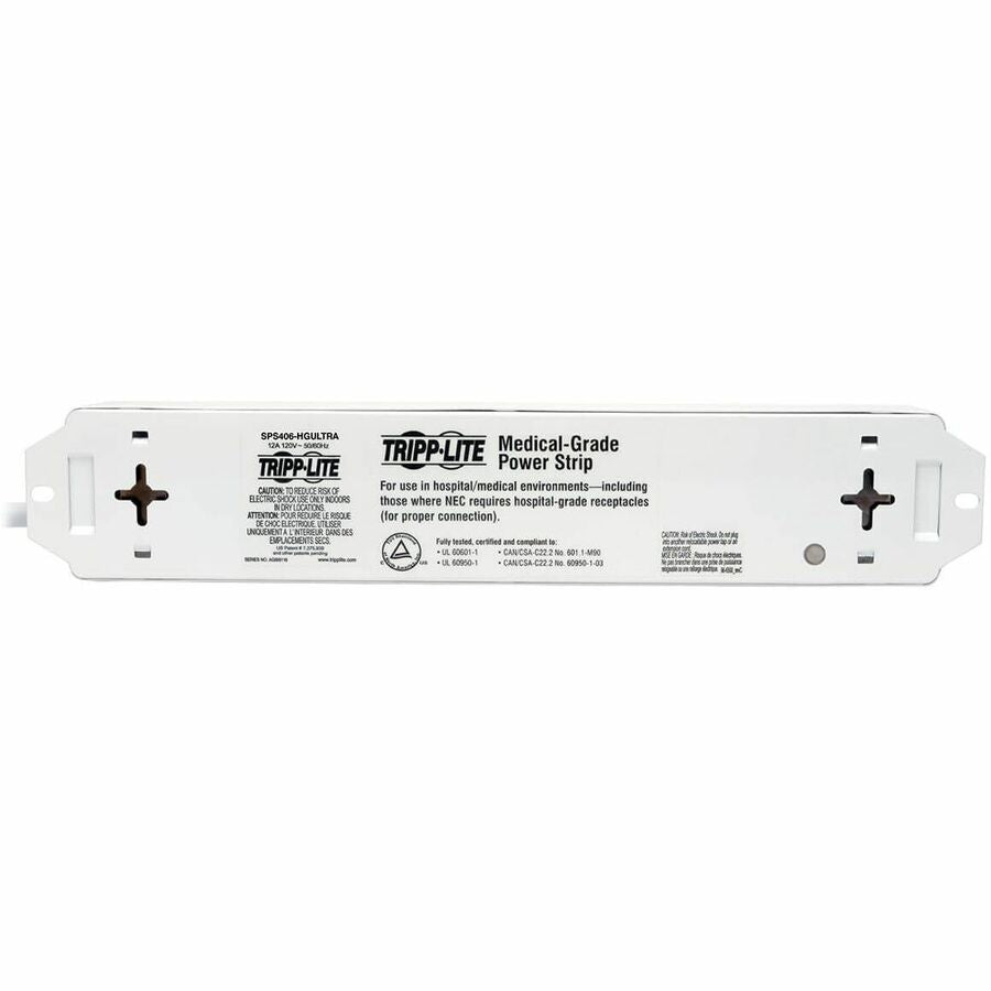 Tripp Lite Safe-IT Surge Protector Power Strip Medical Hospital Antimicrobial Metal 4 Outlet 15' Cord