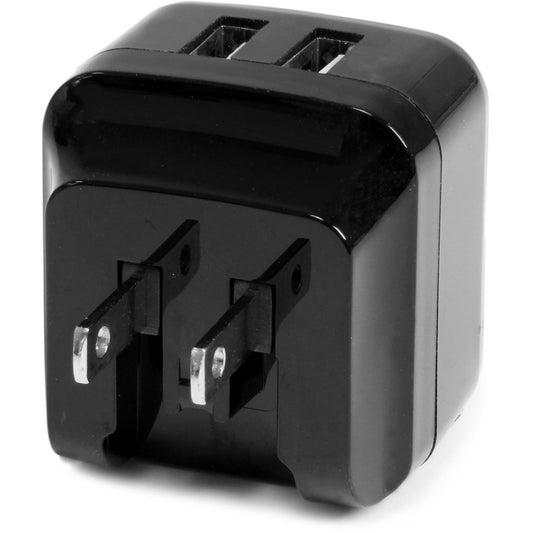 StarTech.com Travel USB Wall Charger - 2 Port - Black - Universal Travel Adapter - International Power Adapter - USB Charger