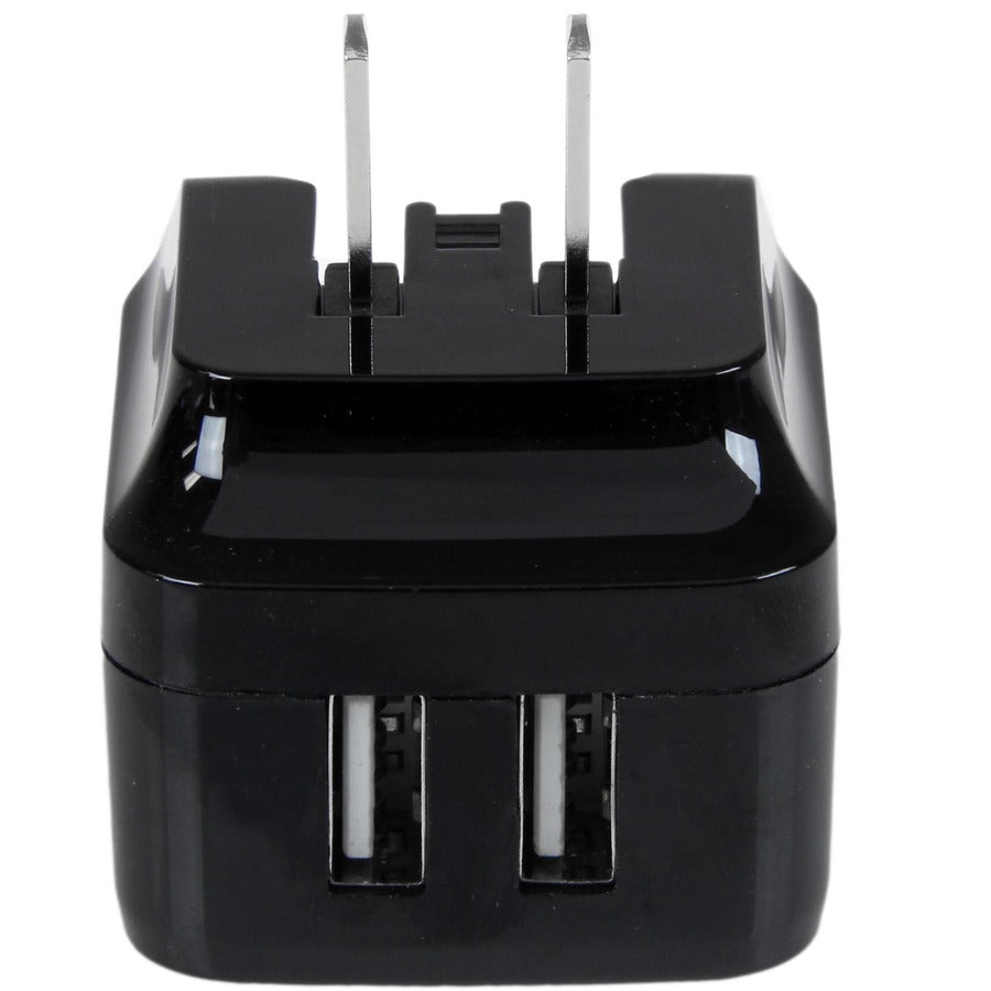 StarTech.com Travel USB Wall Charger - 2 Port - Black - Universal Travel Adapter - International Power Adapter - USB Charger