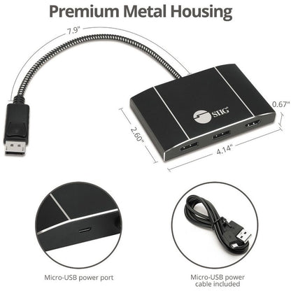 Triple 4K DisplayPort 1.4 to 2 DP & HDMI MST Hub Splitter