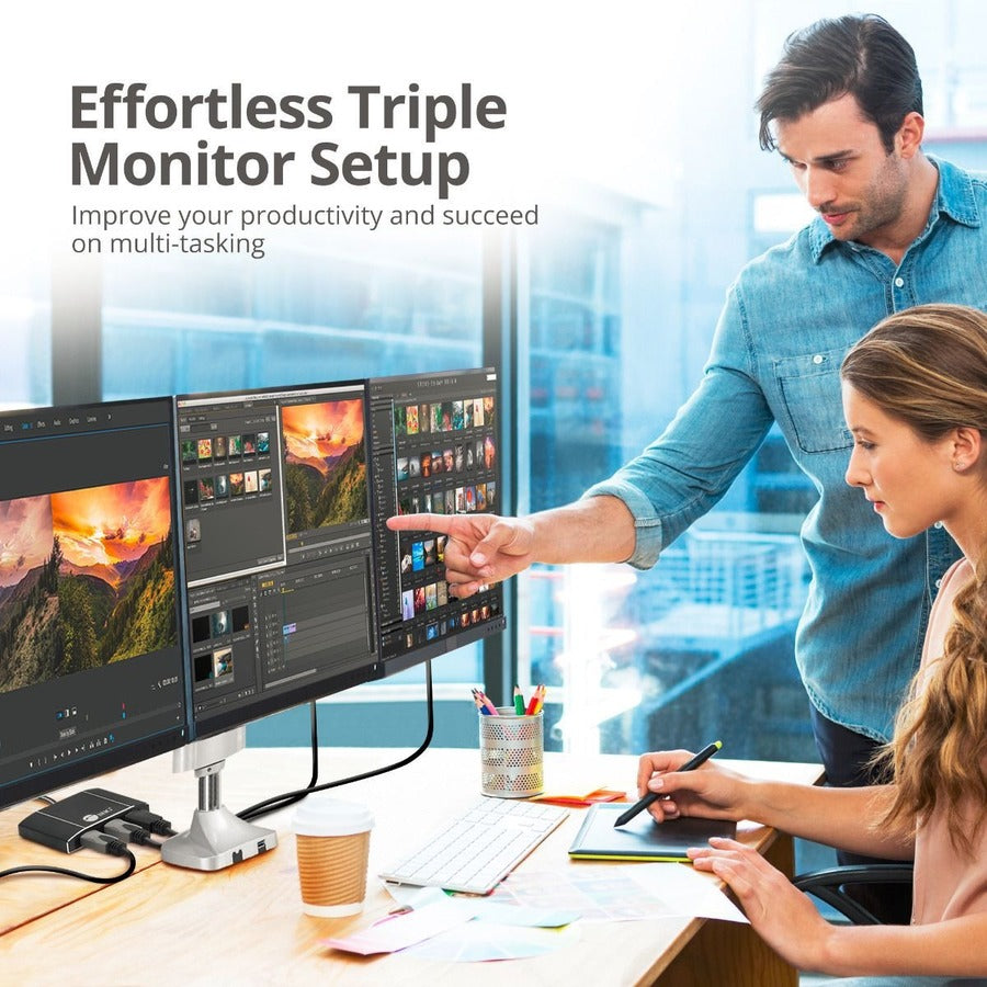 Triple 4K DisplayPort 1.4 to 2 DP & HDMI MST Hub Splitter