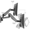High Premium Aluminum Gas Spring Wall Mount - Dual Monitor 17" to 32"