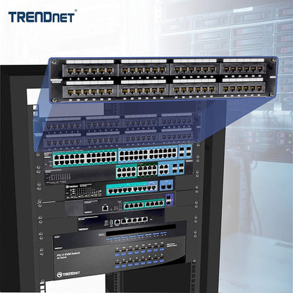 TRENDnet 48-Port Cat6 Unshielded Patch Panel, Wallmount Or Rackmount, Compatible With Cat3,4,5,5e,6 Cabling, For Ethernet, Fast Ethernet, Gigabit Applications, Black, TC-P48C6