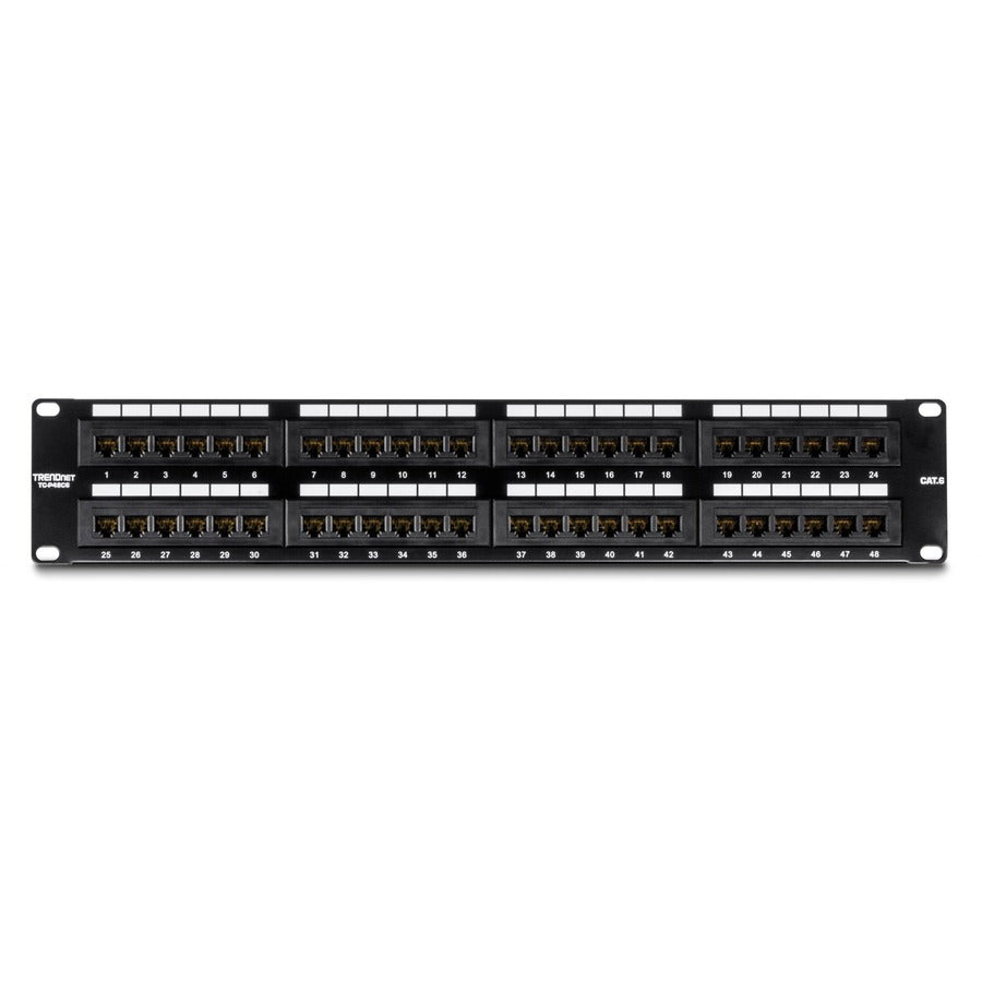 TRENDnet 48-Port Cat6 Unshielded Patch Panel, Wallmount Or Rackmount, Compatible With Cat3,4,5,5e,6 Cabling, For Ethernet, Fast Ethernet, Gigabit Applications, Black, TC-P48C6