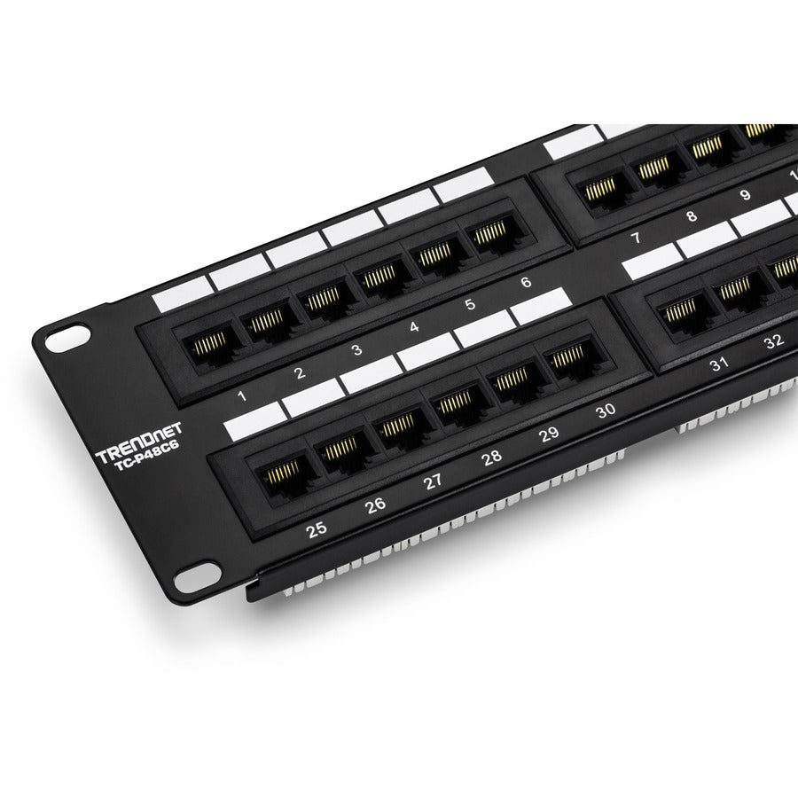 TRENDnet 48-Port Cat6 Unshielded Patch Panel, Wallmount Or Rackmount, Compatible With Cat3,4,5,5e,6 Cabling, For Ethernet, Fast Ethernet, Gigabit Applications, Black, TC-P48C6