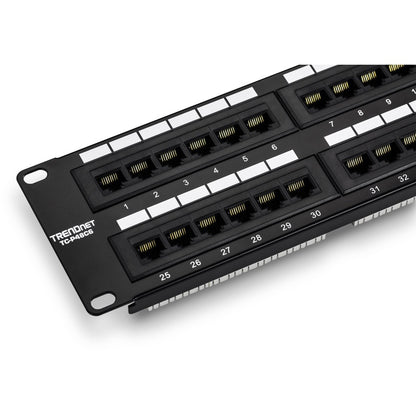 TRENDnet 48-Port Cat6 Unshielded Patch Panel, Wallmount Or Rackmount, Compatible With Cat3,4,5,5e,6 Cabling, For Ethernet, Fast Ethernet, Gigabit Applications, Black, TC-P48C6