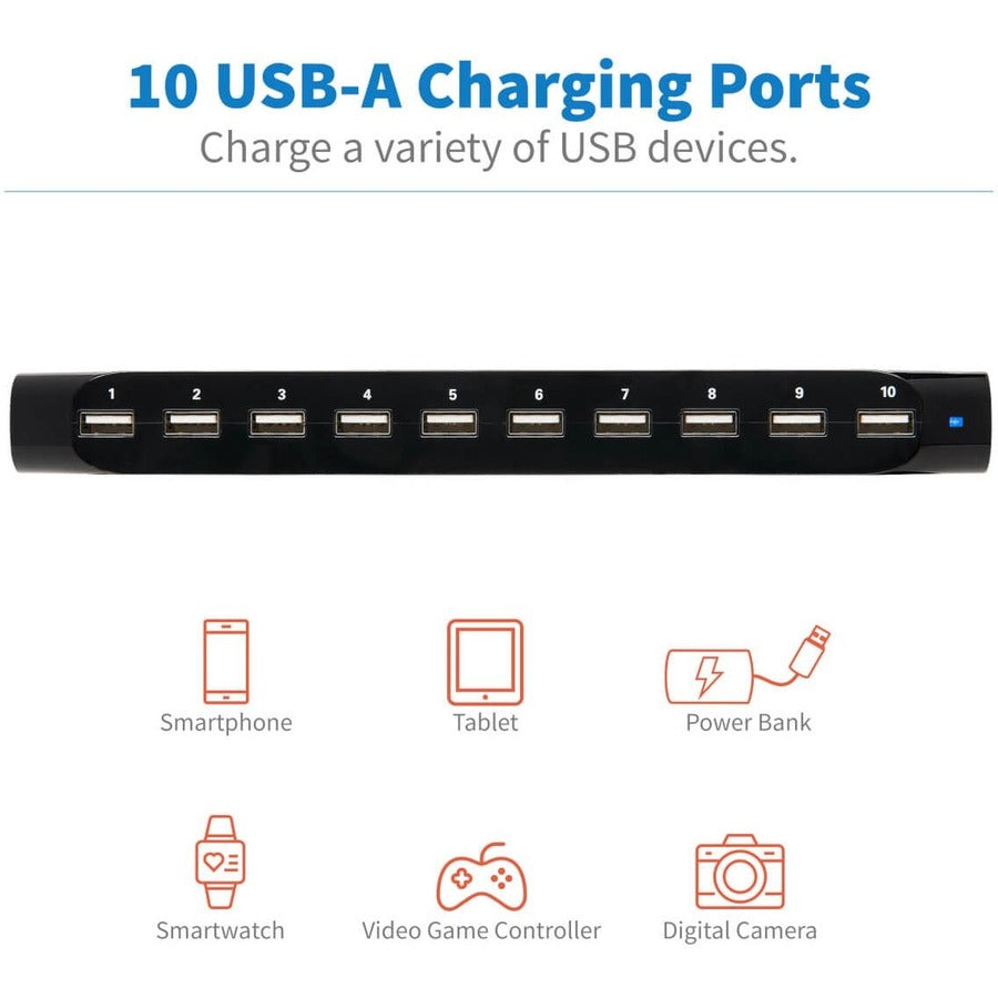 Tripp Lite 10-Port USB Charging Station Hub w Adjustable Storage