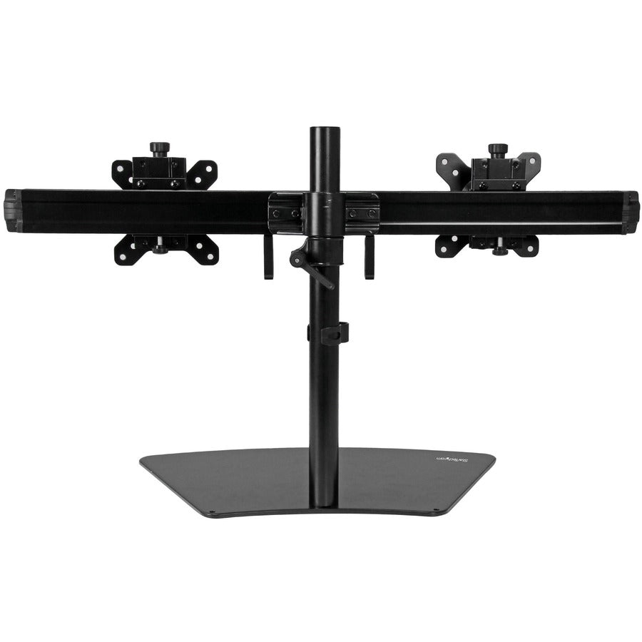 StarTech.com Dual Monitor Stand - Horizontal - For up to 24" VESA Monitors - Black - Adjustable Computer Monitor Stand - Steel & Aluminum