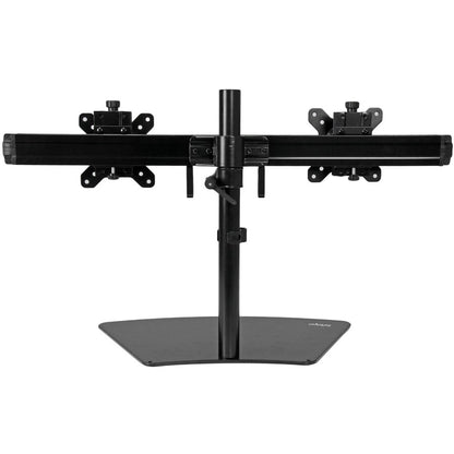 StarTech.com Dual Monitor Stand - Horizontal - For up to 24" VESA Monitors - Black - Adjustable Computer Monitor Stand - Steel & Aluminum