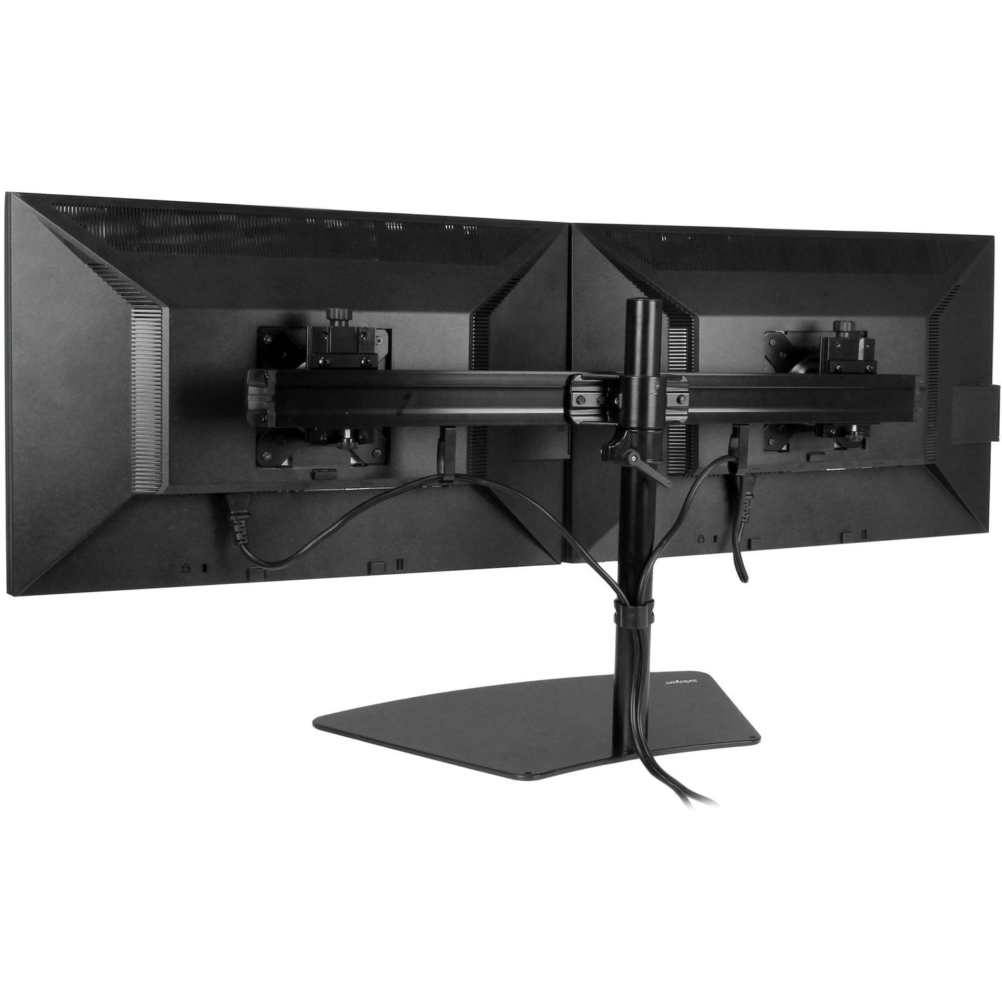 StarTech.com Dual Monitor Stand - Horizontal - For up to 24" VESA Monitors - Black - Adjustable Computer Monitor Stand - Steel & Aluminum