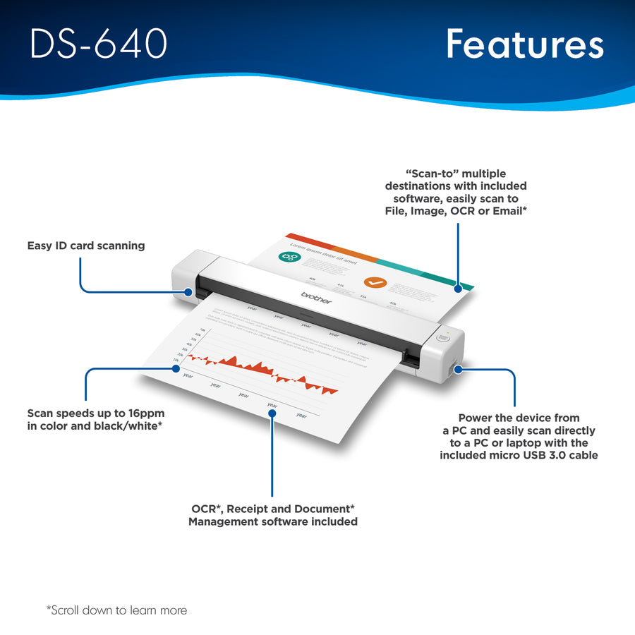 Brother DSMobile DS-640 Sheetfed Scanner - 600 dpi Optical