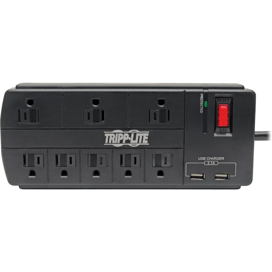 Tripp Lite Surge Protector Power Strip 8-Outlet 2 USB Charging Ports 8ft Cord