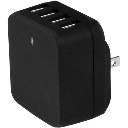 StarTech.com Travel USB Wall Charger - 4 Port - Black - Universal Travel Adapter - International Power Adapter - USB Charger