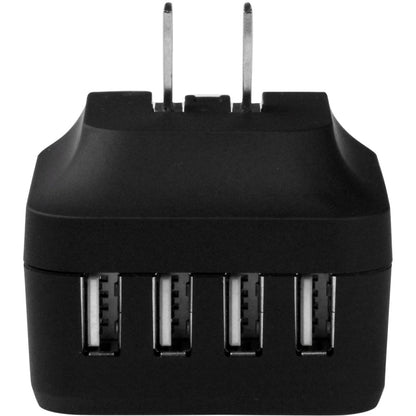 StarTech.com Travel USB Wall Charger - 4 Port - Black - Universal Travel Adapter - International Power Adapter - USB Charger