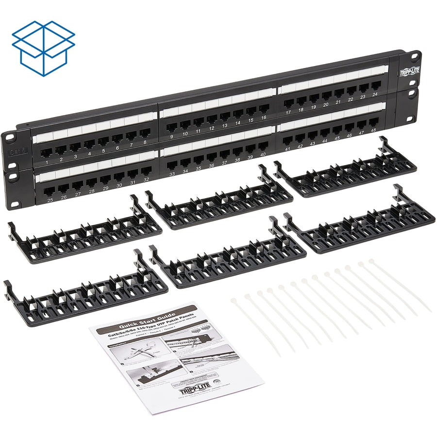 Tripp Lite 48-Port Cat6 Cat5 Patch Panel Rackmount 110 Punch Down RJ45 Ethernet 1URM 568B