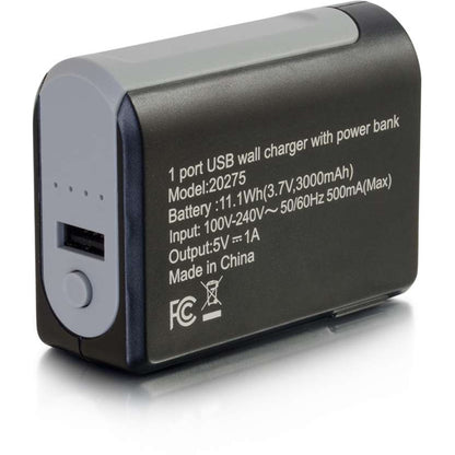 C2G 1-Port USB Wall Charger - AC to USB Adapter with Power Bank, 5V 1A Output