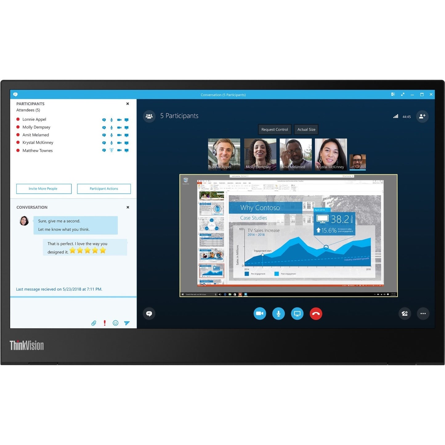Lenovo ThinkVision M14 14" Full HD WLED LCD Monitor - 16:9 - Raven Black