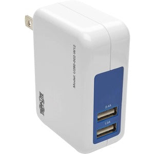 Tripp Lite Dual Port USB Tablet Phone Wall Travel Charger 5V / 1.0/2.4A