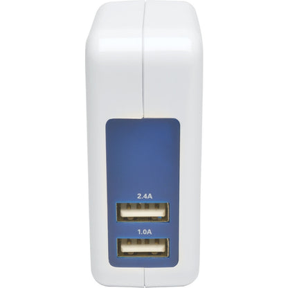 Tripp Lite Dual Port USB Tablet Phone Wall Travel Charger 5V / 1.0/2.4A