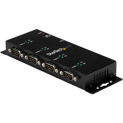 StarTech.com USB to Serial Adapter Hub - 4 Port - Industrial - Wall Mount - Din Rail - COM Port Retention - FTDI USB Serial