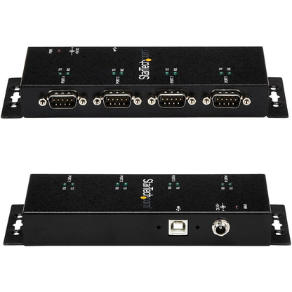 StarTech.com USB to Serial Adapter Hub - 4 Port - Industrial - Wall Mount - Din Rail - COM Port Retention - FTDI USB Serial