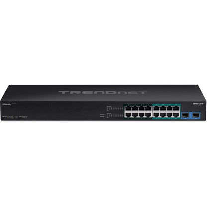 TRENDnet TPE-BG182g, 18-Port Gigabit 470W PoE++ Switch with 8 x 95W PoE++ Ports, 8 x 30W PoE+ Ports, 2 Gigabit SFP Slots,470W PoE Budget, 1U 19" Rack Mountable
