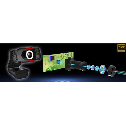 Adesso CyberTrack H3 Webcam - 1.3 Megapixel - 30 fps - Black, Red - USB 2.0