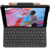 Logitech Slim Folio Keyboard/Cover Case Apple, Logitech iPad (7th Generation) Tablet - Graphite