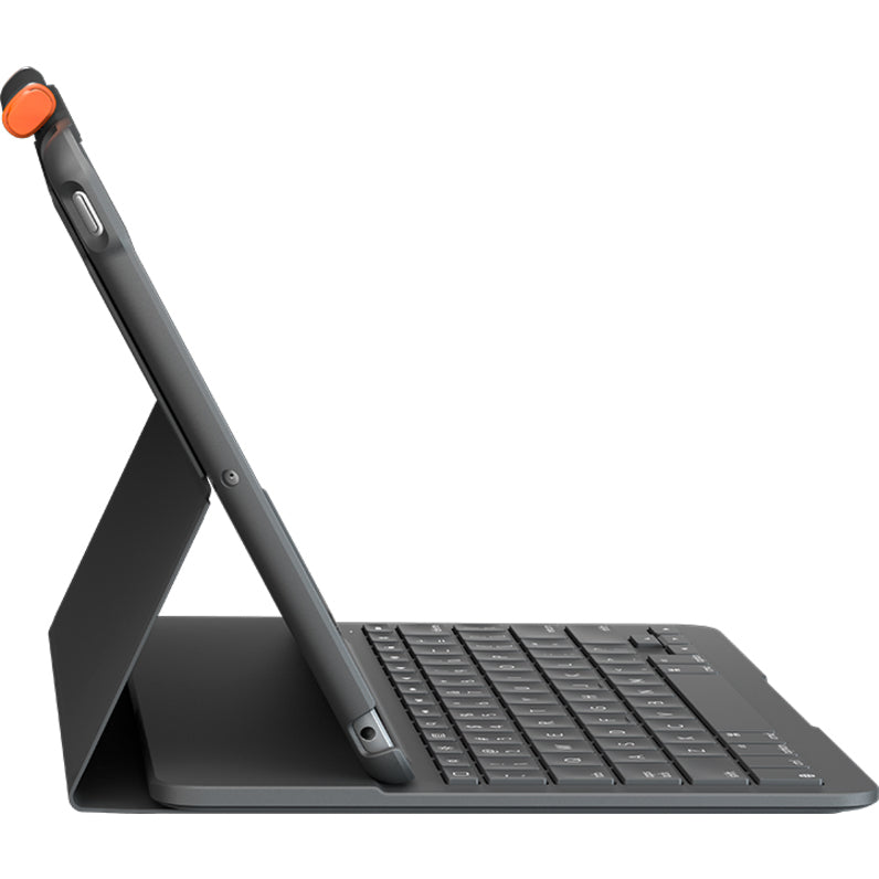 Logitech Slim Folio Keyboard/Cover Case Apple, Logitech iPad (7th Generation) Tablet - Graphite