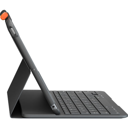 Logitech Slim Folio Keyboard/Cover Case Apple, Logitech iPad (7th Generation) Tablet - Graphite