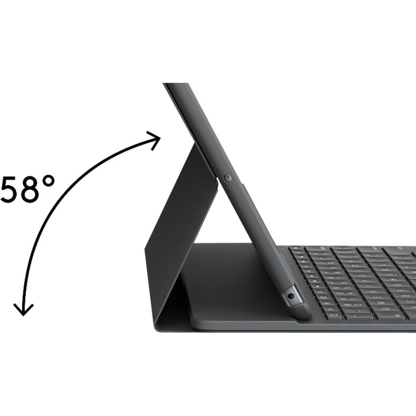Logitech Slim Folio Keyboard/Cover Case Apple, Logitech iPad (7th Generation) Tablet - Graphite
