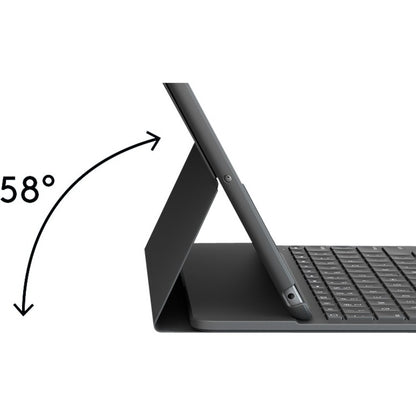 Logitech Slim Folio Keyboard/Cover Case Apple, Logitech iPad (7th Generation) Tablet - Graphite