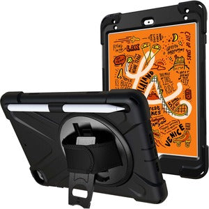 This case comes complete with a rotating kickstand and hand/shoulder neoprene strap.