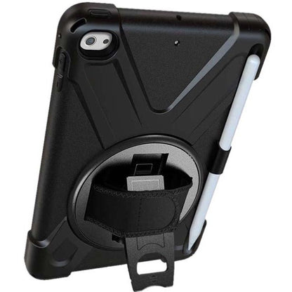 This case comes complete with a rotating kickstand and hand/shoulder neoprene strap.