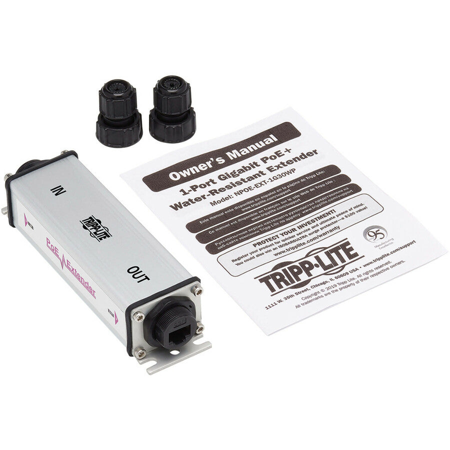 Tripp Lite Gigabit Ethernet PoE Extender Cat5e/6/6a 1-Port Water Resistant