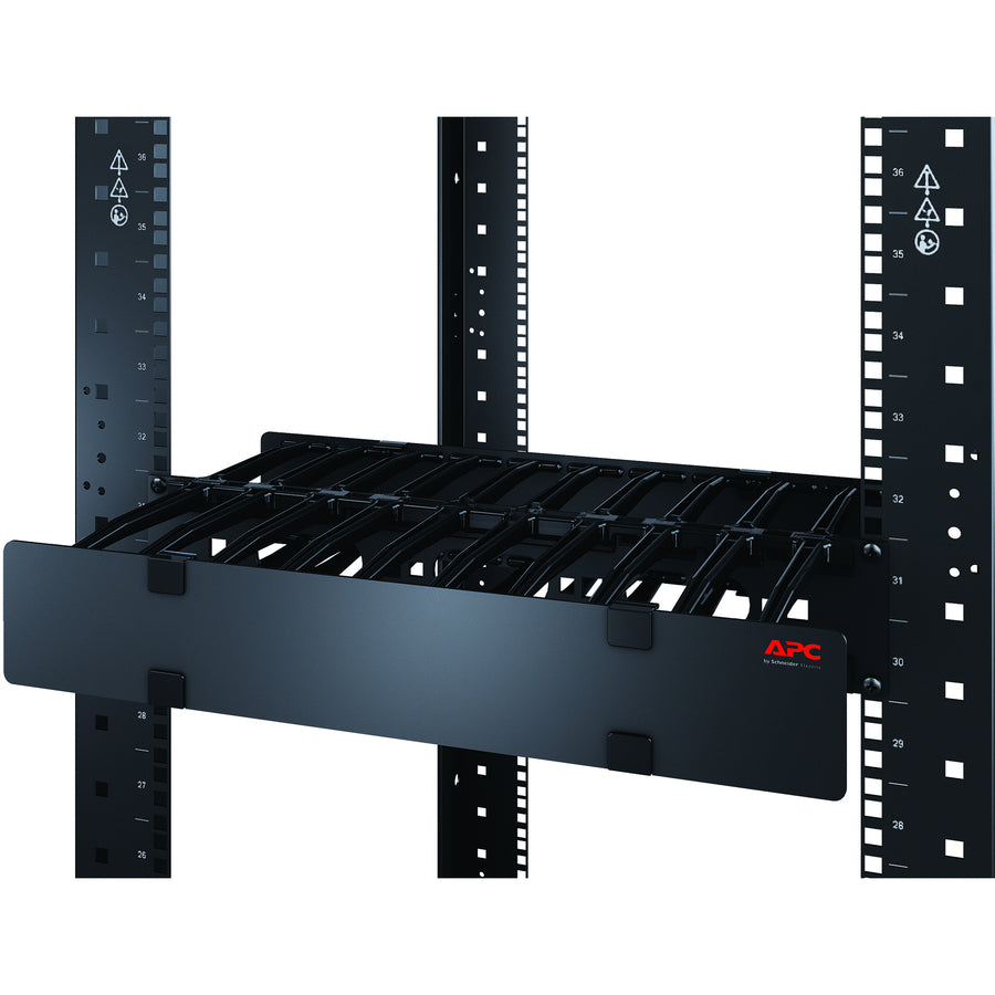 APC by Schneider Electric Horizontal Cable Manager, 1U x 4" Deep, Single-Sided with Cover