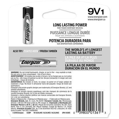Energizer MAX Alkaline 9 Volt Batteries, 1 Pack